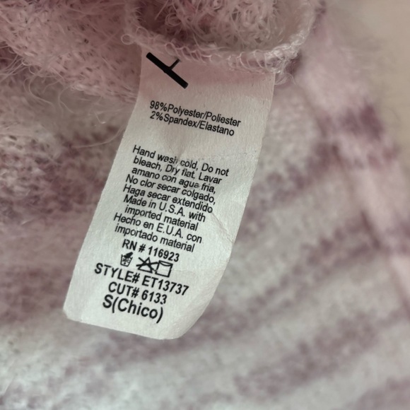 NWT Easel Anthropologie Eyelash Short Sleeve Oversized Striped Crop Sweater S - Picture 5 of 7